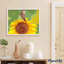 Cargar imagen en el visor de la galería, Pintar Por Números - Girasol Con Pájaro - Figuredart - Animales Flores Pájaros