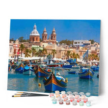 Cargar imagen en el visor de la galería, Pintar Por Números - Puerto De Malta - Figuredart - Barcos Paisajes