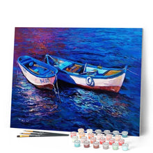 Cargar imagen en el visor de la galería, Pintar Por Números - Los Barcos De Pesca En La Noche - Figuredart - Barcos