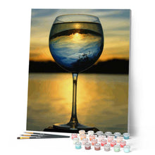 Cargar imagen en el visor de la galería, Pintar Por Números - Copa de Vino Y Bonita Vista - Figuredart - Intermedio, Novedades, Paisajes