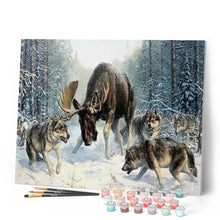 Cargar imagen en el visor de la galería, Pintar Por Números - Rodeada Por Una Manada De Lobos - Figuredart - Animales Lobos