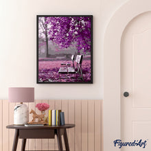 Cargar imagen en el visor de la galería, Pintar Por Números - Banco En El Parque Rosa - Figuredart - Flores Paisajes