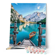 Cargar imagen en el visor de la galería, Pintar Por Números - Barco En El Lago de La Montaña - Figuredart - Barcos, Intermedio, Novedades, Paisajes
