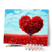 Cargar imagen en el visor de la galería, Pintar Por Números - Paisaje Árbol Corazón Rojo - Figuredart - Paisajes Romanticismo Árboles