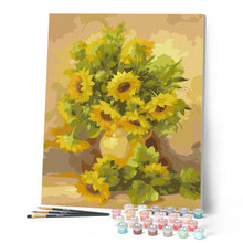 Cargar imagen en el visor de la galería, Pintar Por Números - Jarrón Amarillo Girasol - Figuredart - Flores