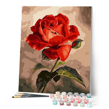 Cargar imagen en el visor de la galería, Pintar por números | Una hermosa rosa roja | Novedades Flores Fácil | FiguredArt