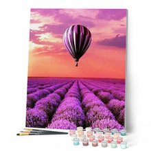 Cargar imagen en el visor de la galería, Pintar por números | Globo y lavandas | Novedades Paisajes Flores Avanzado | FiguredArt