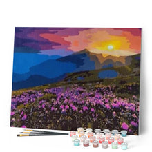 Cargar imagen en el visor de la galería, Pintar por números | Amanecer en la montaña | Novedades Paisajes Montañas Flores Avanzado | FiguredArt