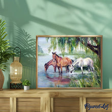Cargar imagen en el visor de la galería, Pintar por números | Tres caballos refrescándose | Novedades Animales Caballos Avanzado | FiguredArt