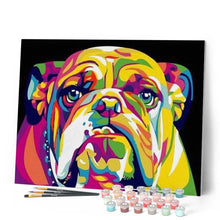 Cargar imagen en el visor de la galería, Pintar Por Números - Bulldog De Color - Figuredart - Animales Pop Art Principiantes