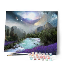 Cargar imagen en el visor de la galería, Pintar por números | Río salvaje bajo la luna | Novedades Paisajes Avanzado | FiguredArt
