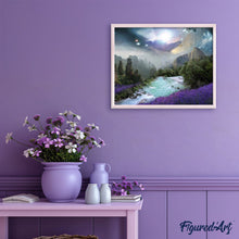 Cargar imagen en el visor de la galería, Pintar por números | Río salvaje bajo la luna | Novedades Paisajes Avanzado | FiguredArt
