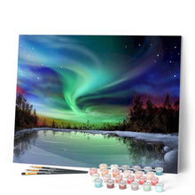 Cargar imagen en el visor de la galería, Pintar por números | Aurora boreal | Novedades Paisajes Fácil | FiguredArt