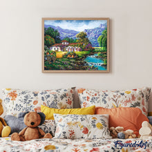 Cargar imagen en el visor de la galería, Pintar por números | Casa tranquila cerca del río | Novedades Paisajes Montañas Avanzado | FiguredArt