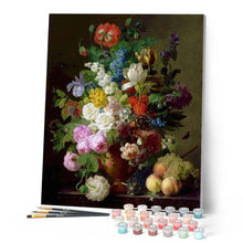Cargar imagen en el visor de la galería, Pintar por números | Jan Fran van Dael - Jarrón de flores uvas y melocotones | Novedades Flores Avanzado | FiguredArt