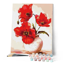 Cargar imagen en el visor de la galería, Pintar Por Números - Flor Roja 2 - Figuredart - Flores Principiantes