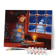 Cargar imagen en el visor de la galería, Pintar Por Números - Ventana De Navidad Con Muñeco De Nieve - Figuredart - Navidad