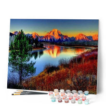 Cargar imagen en el visor de la galería, Pintar Por Números - Lago Alpino Puesta De Sol - Figuredart - Paisajes