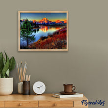 Cargar imagen en el visor de la galería, Pintar Por Números - Lago Alpino Puesta De Sol - Figuredart - Paisajes