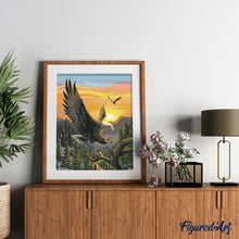 Cargar imagen en el visor de la galería, Pintar Por Números - Águila En La Salida De Sol - Figuredart - Animales Paisajes