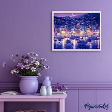 Cargar imagen en el visor de la galería, Pintar Por Números - Ciudad Costera Noche - Figuredart - Ciudades
