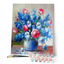 Cargar imagen en el visor de la galería, Pintar Por Números - Jarrón Azul Y Rojo - Figuredart - Flores