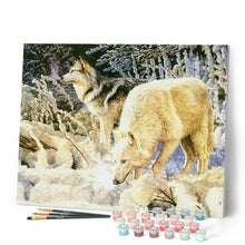Cargar imagen en el visor de la galería, Pintar Por Números - Dos Lobo De Color Amarillo - Figuredart - Animales Lobos