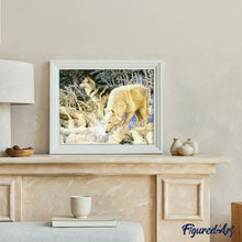 Cargar imagen en el visor de la galería, Pintar Por Números - Dos Lobo De Color Amarillo - Figuredart - Animales Lobos