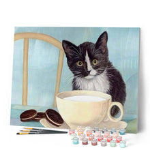 Cargar imagen en el visor de la galería, Pintar Por Números - Gato Desayuno - Figuredart - Animales Gatos