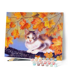 Cargar imagen en el visor de la galería, Pintar Por Números - Gatitosobre Hoja De Arce - Figuredart - Animales