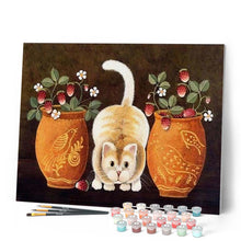 Cargar imagen en el visor de la galería, Pintar Por Números - Gato Y Florero - Figuredart - Animales Flores Gatos