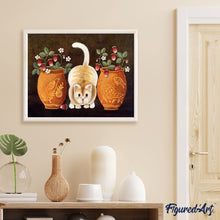Cargar imagen en el visor de la galería, Pintar Por Números - Gato Y Florero - Figuredart - Animales Flores Gatos