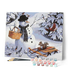 Cargar imagen en el visor de la galería, Pintar Por Números - Muñeco De Nieve Navideño - Figuredart - Animales Navidad