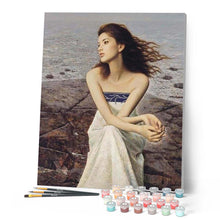 Cargar imagen en el visor de la galería, Pintar Por Números - Chica Sentada Frente Al Mar - Figuredart - Romanticismo
