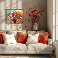 Cargar imagen en el visor de la galería, Pintar Por Números - Jarrón De Flores Rojas Azules Y Blancas - Figuredart - Flores