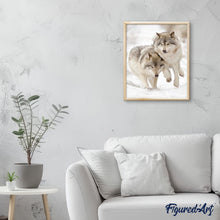 Cargar imagen en el visor de la galería, Pintar Por Números - Dos Lobos En La Nieve - Figuredart - Animales Lobos