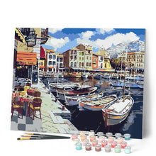 Cargar imagen en el visor de la galería, Pintar Por Números - Embarcaciones En El Puerto - Figuredart - Barcos Paisajes