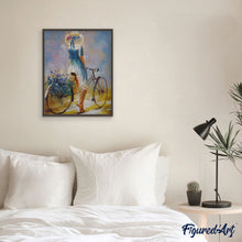Cargar imagen en el visor de la galería, Pintar por números | Mujer joven en bicicleta | Novedades Romanticismo Intermedio | FiguredArt