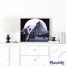 Cargar imagen en el visor de la galería, Pintar Por Números - Lobo Aullando Al Cielo - Figuredart - Animales Lobos