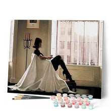 Cargar imagen en el visor de la galería, Pintar Por Números - Una Mujer Sentada En La Ventana - Figuredart - Ciudades Romanticismo