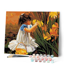 Cargar imagen en el visor de la galería, Pintar Por Números - Chica Que Recolecta Flores - Figuredart - Flores Romanticismo