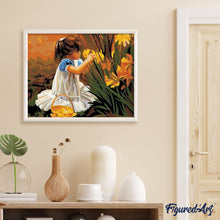 Cargar imagen en el visor de la galería, Pintar Por Números - Chica Que Recolecta Flores - Figuredart - Flores Romanticismo