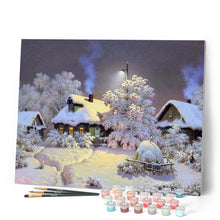 Cargar imagen en el visor de la galería, Pintar Por Números - Cabaña De La Nieve 1 - Figuredart - Paisajes