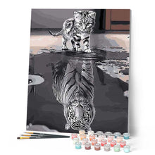 Cargar imagen en el visor de la galería, Pintar Por Números - El Reflejo Del Gato - Figuredart - Animales Gatos