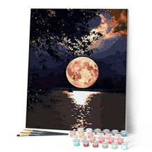 Cargar imagen en el visor de la galería, Pintar por números | Reflejo de la luna sobre el lago | Novedades Paisajes Fácil | FiguredArt