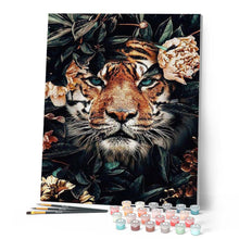 Cargar imagen en el visor de la galería, Pintar por números | Tigre y follaje | Novedades Animales Tigres Avanzado | FiguredArt