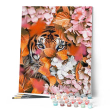 Cargar imagen en el visor de la galería, Pintar por números | Tigre y flores | Novedades Flores Animales Tigres Avanzado | FiguredArt