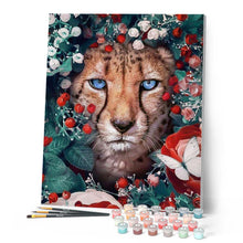 Cargar imagen en el visor de la galería, Pintar por números | Pantera flores y mariposas | Novedades Animales Pantera Flores Mariposas Avanzado | FiguredArt