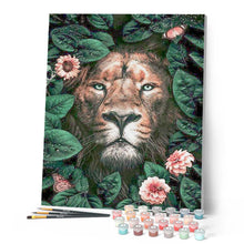Cargar imagen en el visor de la galería, Pintar por números | León y flores | Novedades Animales Leones Flores Avanzado | FiguredArt