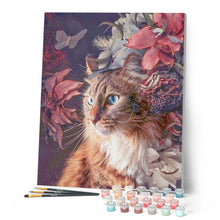 Cargar imagen en el visor de la galería, Pintar por números | Gato flores y mariposas | Novedades Animales Gatos Avanzado | FiguredArt